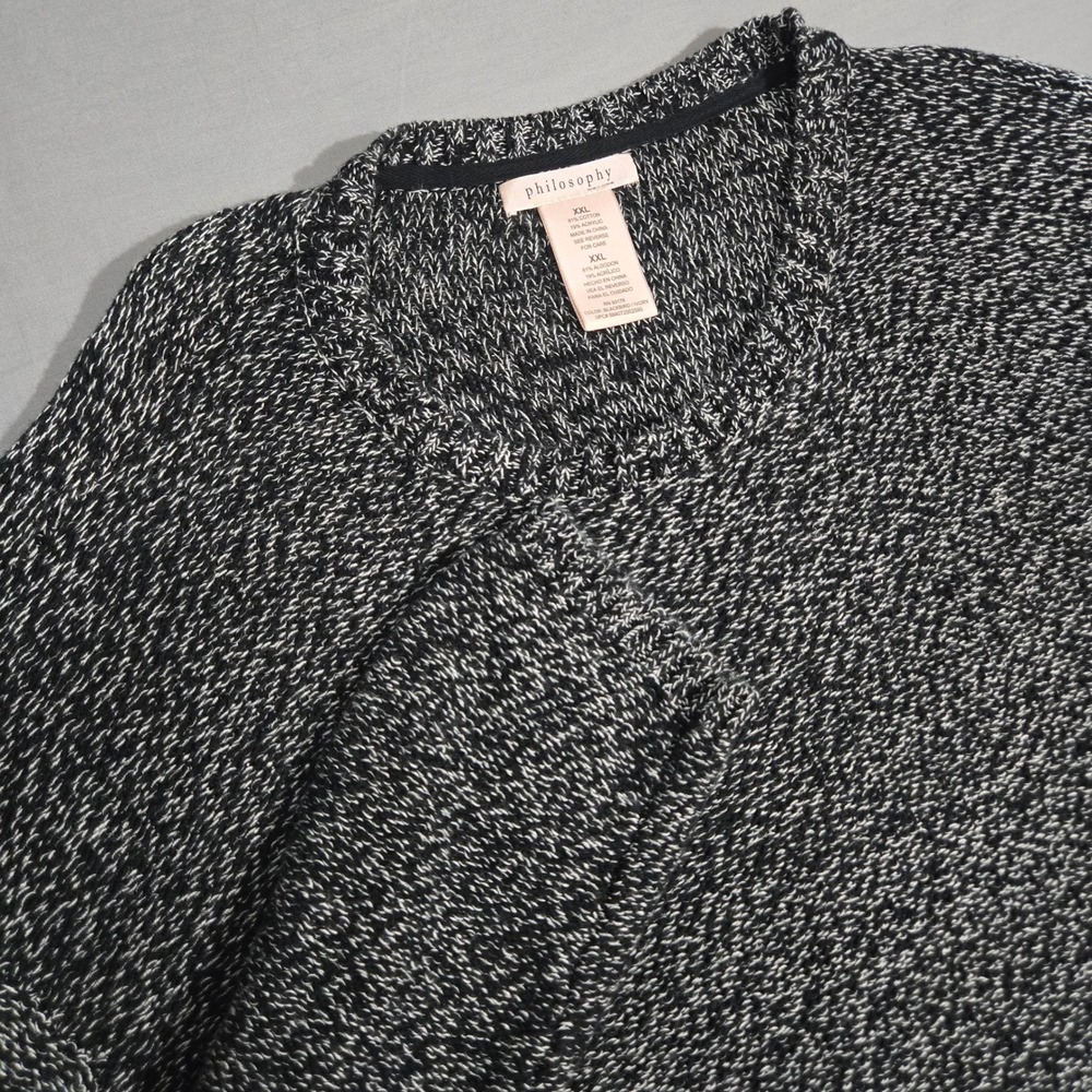 Philosophy Sweater XXL Blackbird Ivory Marled Knit Long Sleeve Crewneck Sweater